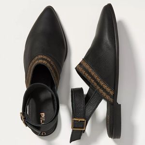 Anthropologie Pilcro Genuine Leather Ankle Strap Shoes Black Size 38 NEW